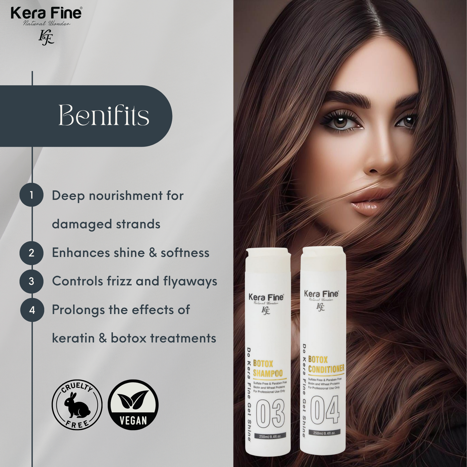 Kerafine Botox Hair Shampoo and Conditioner and Hair Serum