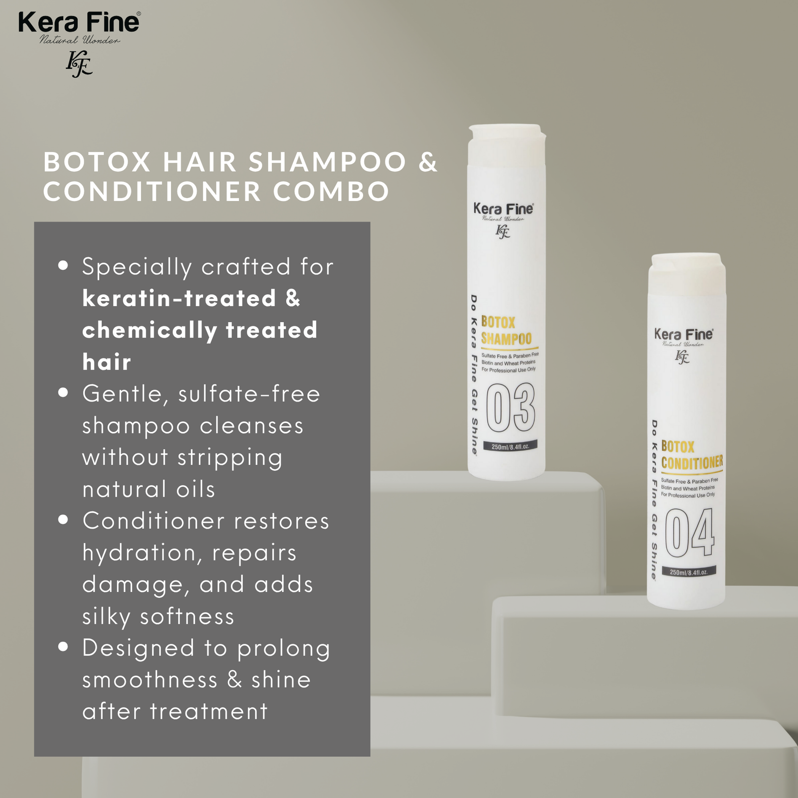 Kerafine Botox Hair Shampoo and Conditioner and Hair Serum