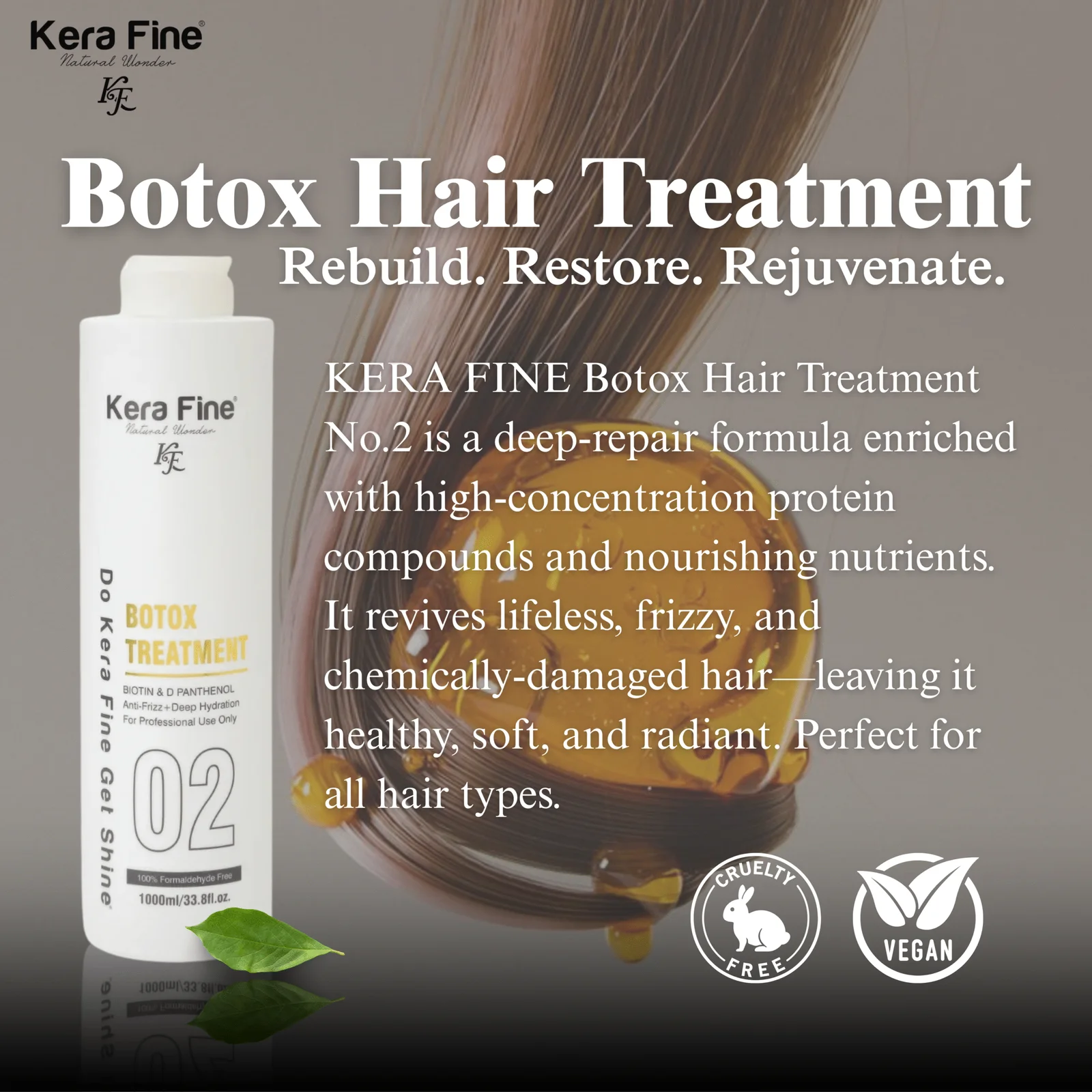 KERA FINE BOTOX TREATMENT (1000 ml) – KERATIN & COLLAGEN REPAIR FOR SMOOTH, FRIZZ-FREE HAIR - Image 2