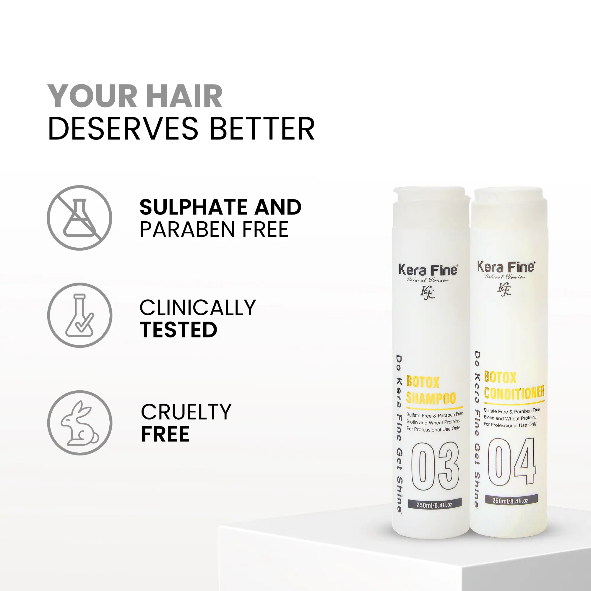 KERA FINE BOTOX HAIR SHAMPOO AND CONDITIONER COMBO | DEEP REPAIR & SMOOTHENING | 250ML EACH 8 Kera Fine Botox Shampoo and Conditioner Combo Features