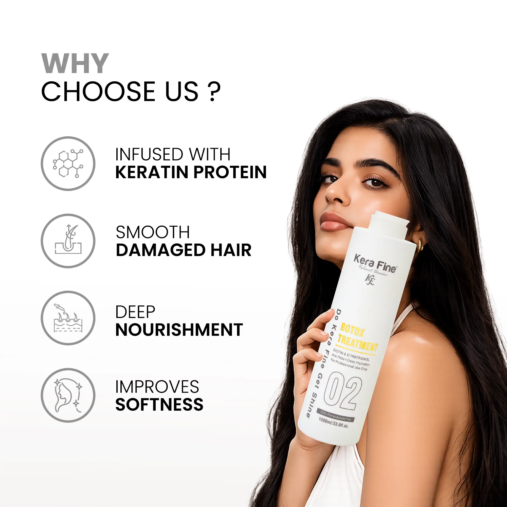 KERA FINE BOTOX TREATMENT (1000 ml) – KERATIN & COLLAGEN REPAIR FOR SMOOTH, FRIZZ-FREE HAIR 7 Kera Fine Botox Treatment Benefits