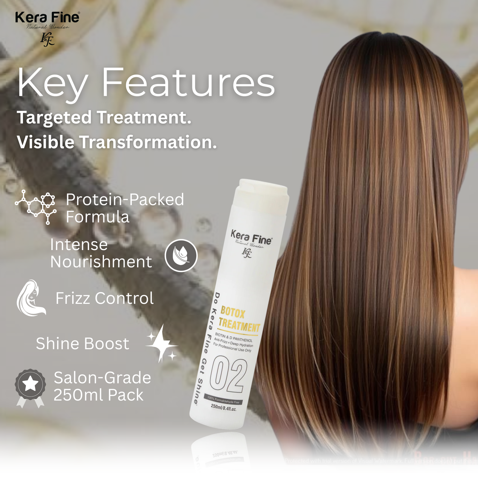 KERA FINE BOTOX TREATMENT (250 ml) – KERATIN & COLLAGEN REPAIR FOR SMOOTH, FRIZZ-FREE HAIR - Image 3