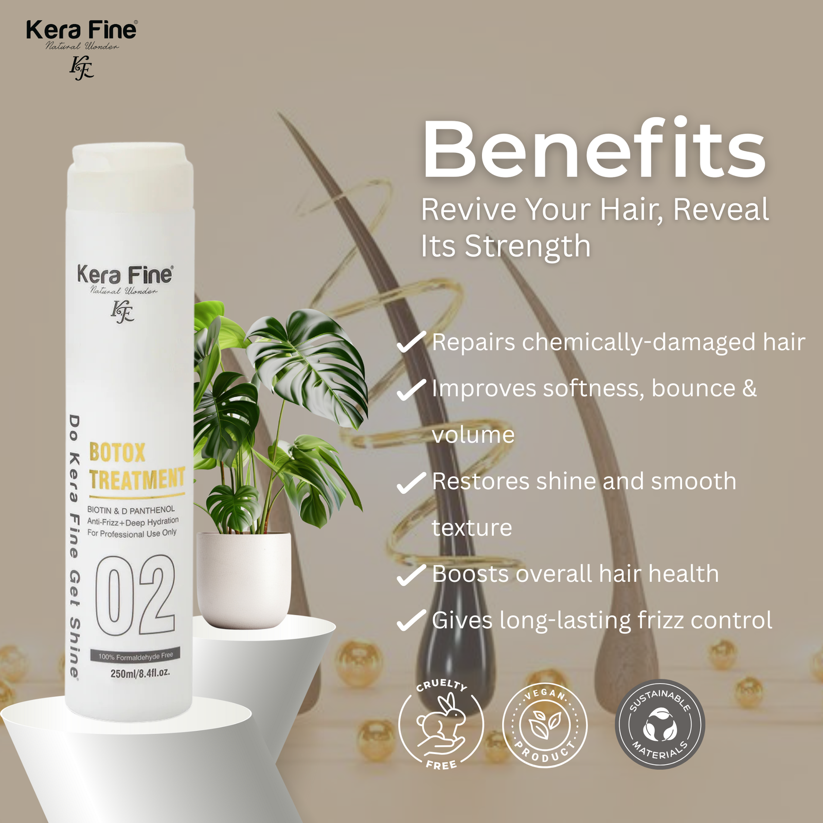 KERA FINE BOTOX TREATMENT (250 ml) – KERATIN & COLLAGEN REPAIR FOR SMOOTH, FRIZZ-FREE HAIR - Image 4
