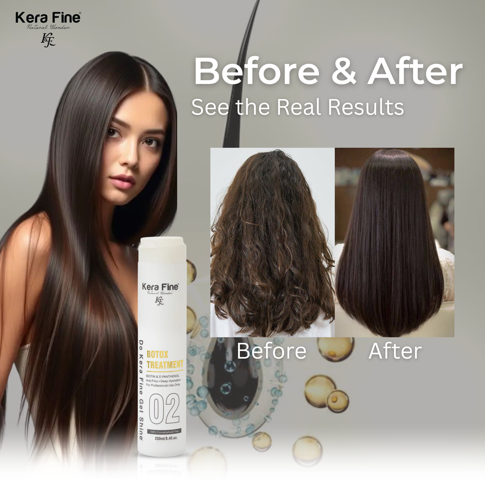 KERA FINE BOTOX TREATMENT (250 ml) – KERATIN & COLLAGEN REPAIR FOR SMOOTH, FRIZZ-FREE HAIR - Image 5