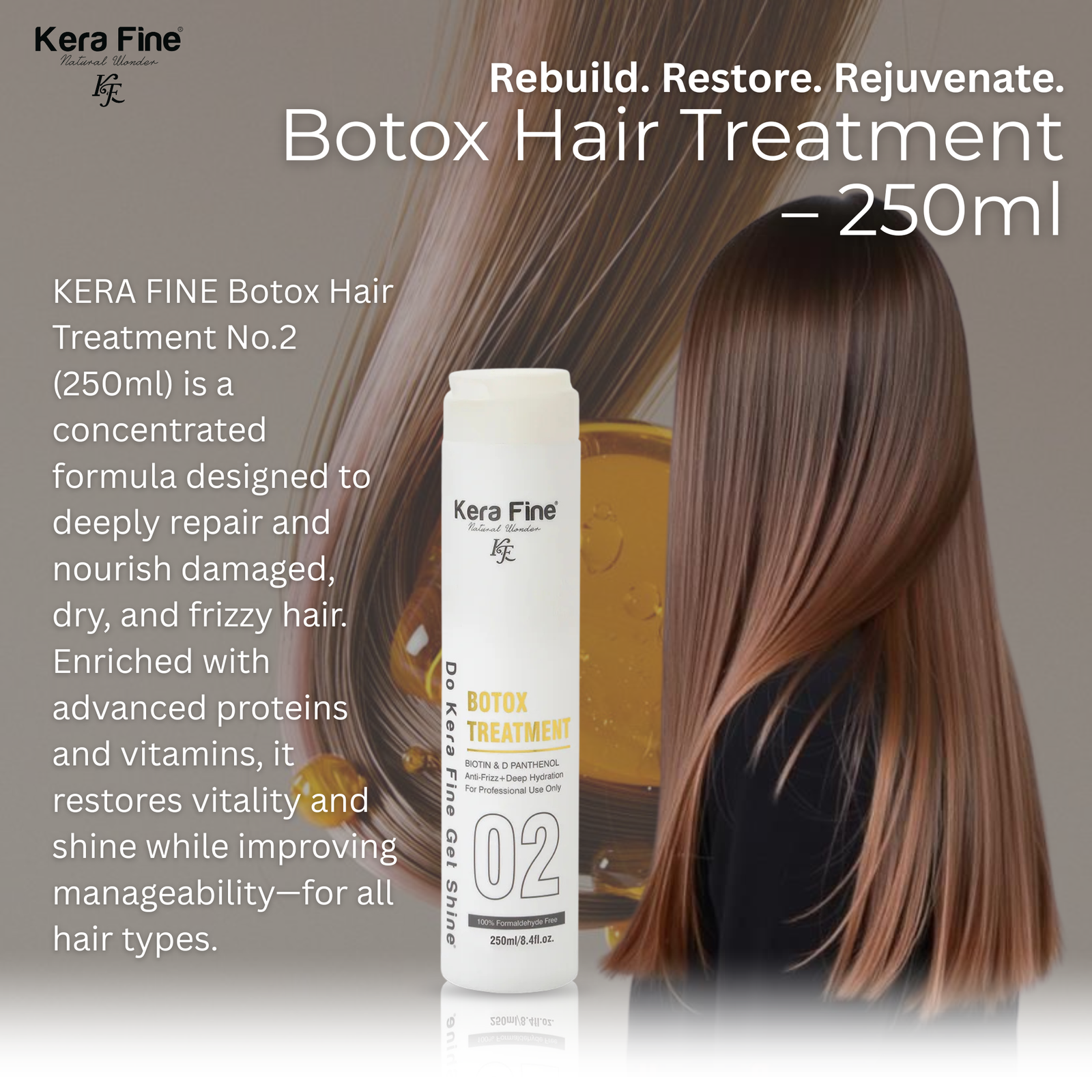 KERA FINE BOTOX TREATMENT (250 ml) – KERATIN & COLLAGEN REPAIR FOR SMOOTH, FRIZZ-FREE HAIR - Image 2