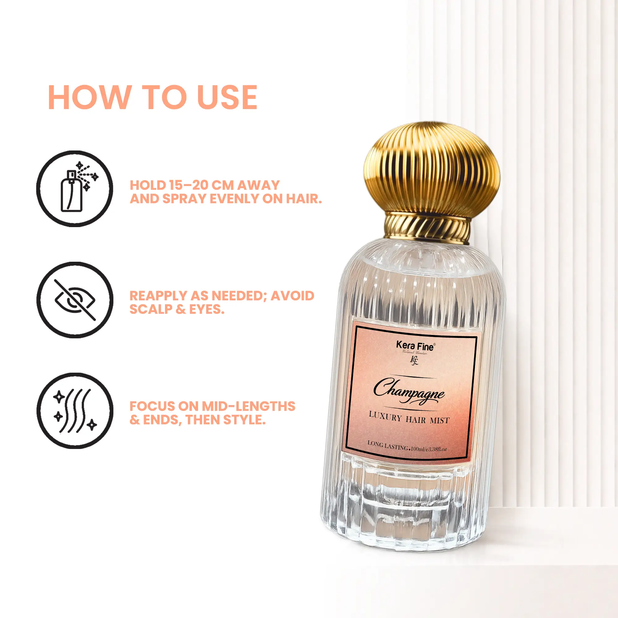 Champagne Hair Mist – Luxury Fragrance, Hydration & Shine in Every Spray 7 Champagne Hair Mist How to Use